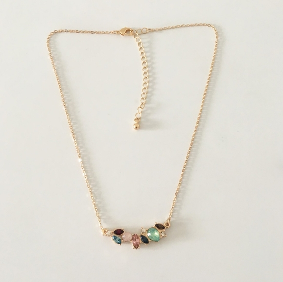 Blingbling gold color plating colorful stone neckl - Picture 2 of 5